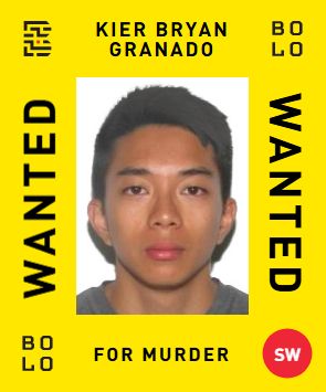 BOLO card: Kier Bryan Granado — wanted for Murder