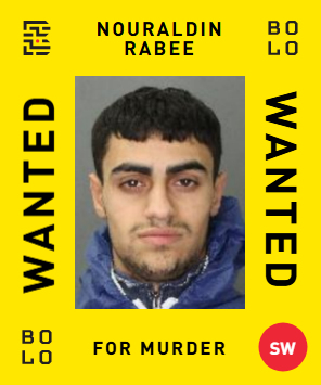 BOLO card: Nouraldin Rabee — wanted for Murder