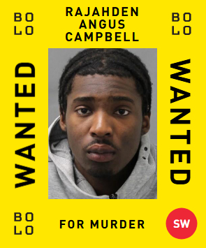 BOLO card: Rajahden Angus Campbell — wanted for Murder