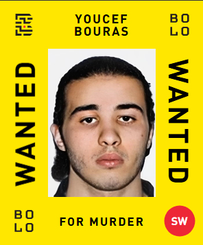 BOLO card: Youcef Bouras — wanted for Murder